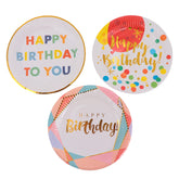 NUOBESTY 30pcs Disposable paper tray birthday dessert serving plate plates kids cutlery Birthday Dessert Plate Party appetizer plate takeaway paper plate bronzing birthday plate man